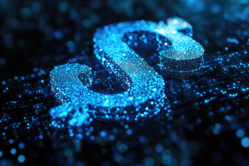 Digital dollar sign on a data grid background