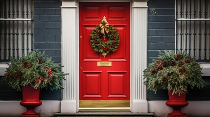 Fototapeta premium brass red front door
