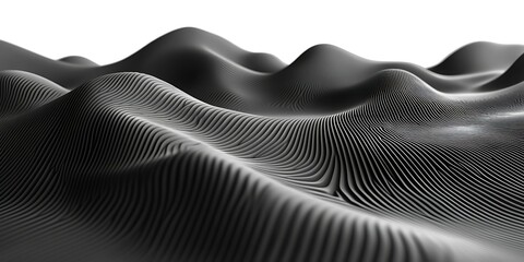 Naklejka premium Abstract grayscale undulating landscape, white background, digital art, website design