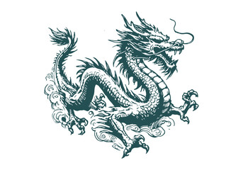 Chinese Dragon hand drawn sketch vector