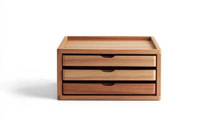 A compact, stackable desk drawer system for stationery storage, isolated on a clean white background,