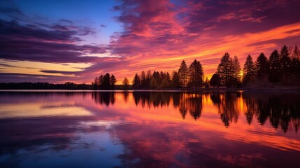 Obraz premium serenity trees and lake