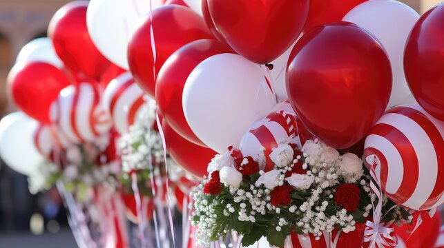 bouquet red and white balloons
