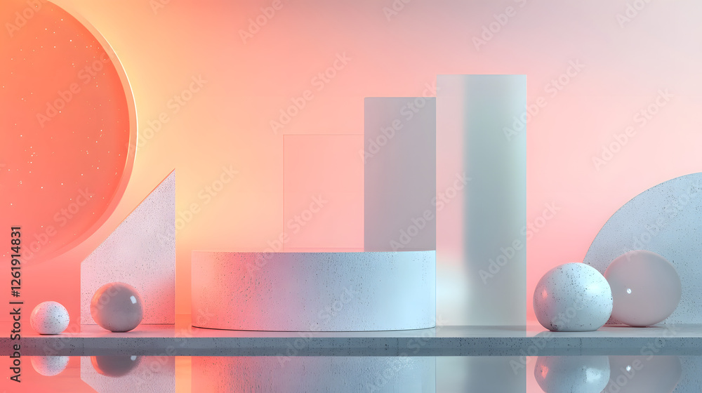 Poster abstract geometric composition featuring shapes and forms studio digital art creative environment cl