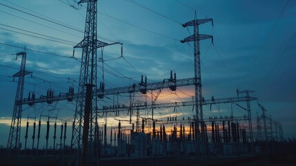 Electric Power Plant at Dusk
