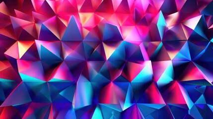 Fototapeta premium Vibrant Abstract Low Poly Background with Glowing Triangles and Vivid Colors