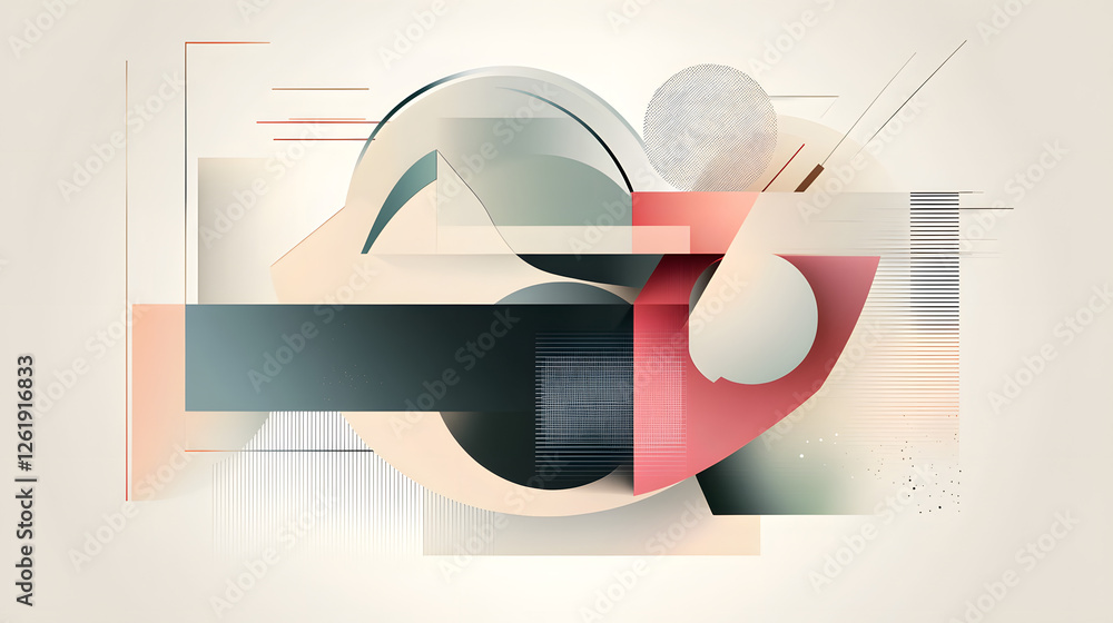 Poster abstract geometric composition featuring shapes and colors digital art creative studio modern minima