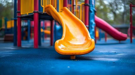 Vibrant playground slide invites children to joyful outdoor adventures