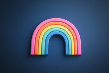 Fototapeta premium A vibrant, colorful rainbow sculpture on a deep blue background, symbolizing positivity and diversity.