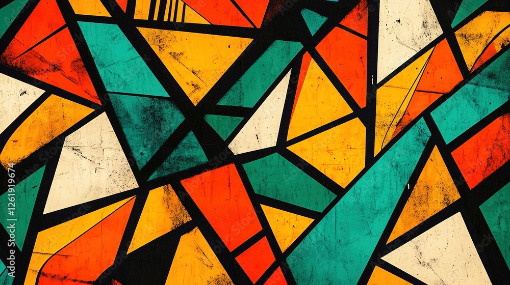 Poster abstract geometric pattern colorful triangles