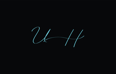 A minimal yet stylish depiction of white cursive lettering forming UH on a dark background, symbolizing elegance and simplicity.