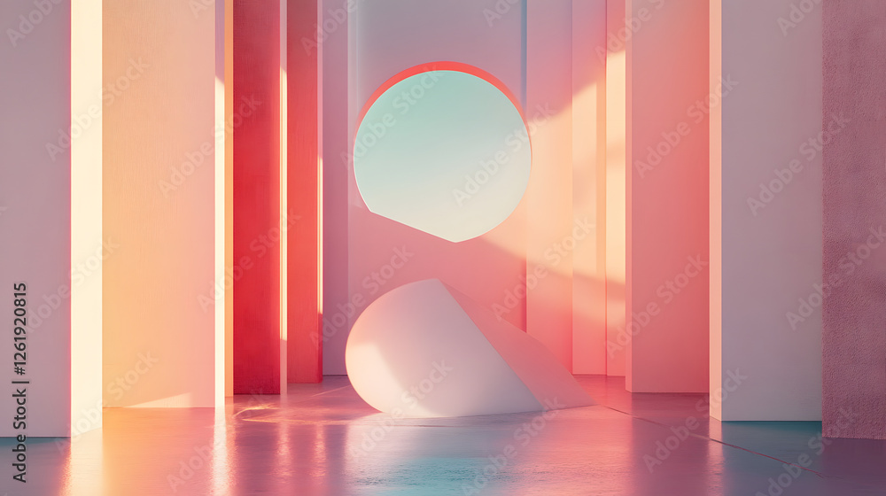 Poster abstract geometric composition featuring shapes modern studio digital art minimalist environment fro