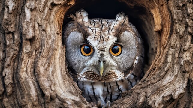 eyes bird in a tree