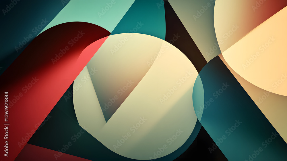 Poster abstract geometric composition featuring circles and triangles digital art artistic environment mode