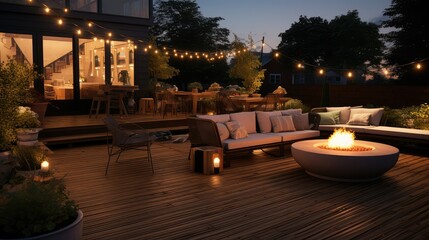 stringlights wood deck