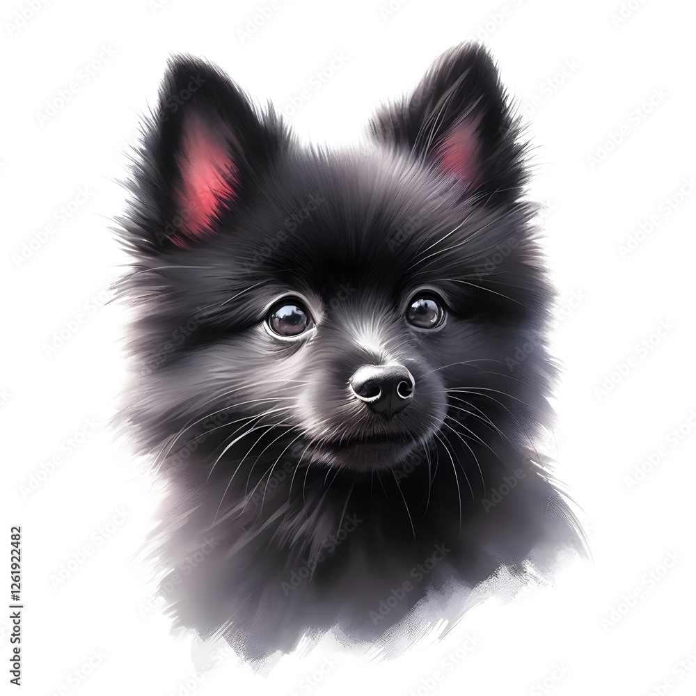 Wall mural 스키퍼키, 수채화, jpeg (Schipperke, water colour, jpeg)