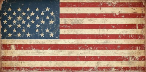 Distressed american flag displaying a vintage patriotic appearance