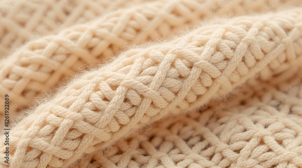 Poster detailed beige knitted fabric with textured patterns and intricate design
