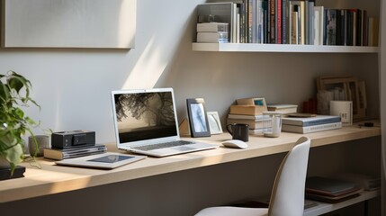 design desk with books