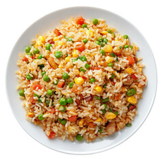 plate of Fried Rice isolated on transparent white background, clipping path