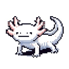 흰 배경, 우파루파 (아홀로틀), 픽셀아트, jpeg (white background, Axolotl, pixel art, jpeg)
