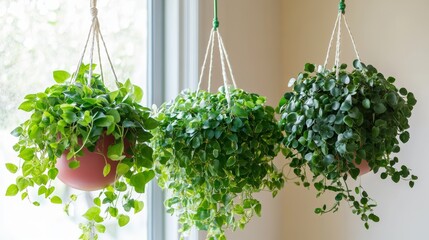 Lush Green Hanging Plants Creates a Vibrant Indoor Oasis