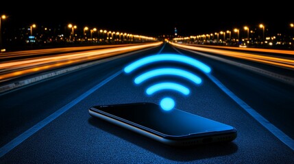 Enhancing connectivity smartphone on dark road technology image urban environment night view