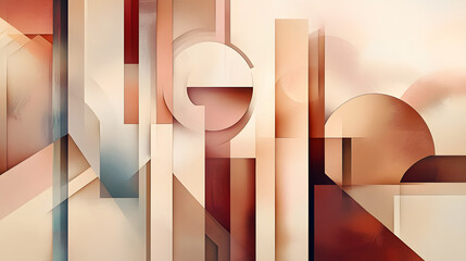 Fototapeta premium Abstract geometric composition featuring shapes and colors digital art modern aesthetic minimalist design creative perspective