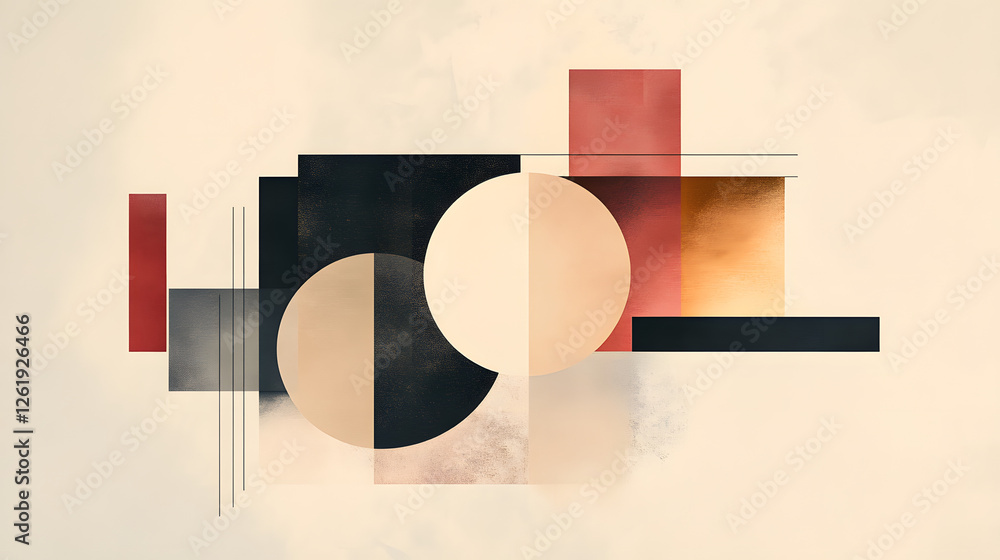 Poster dynamic abstract geometric composition showcasing shapes modern art gallery digital art minimalistic