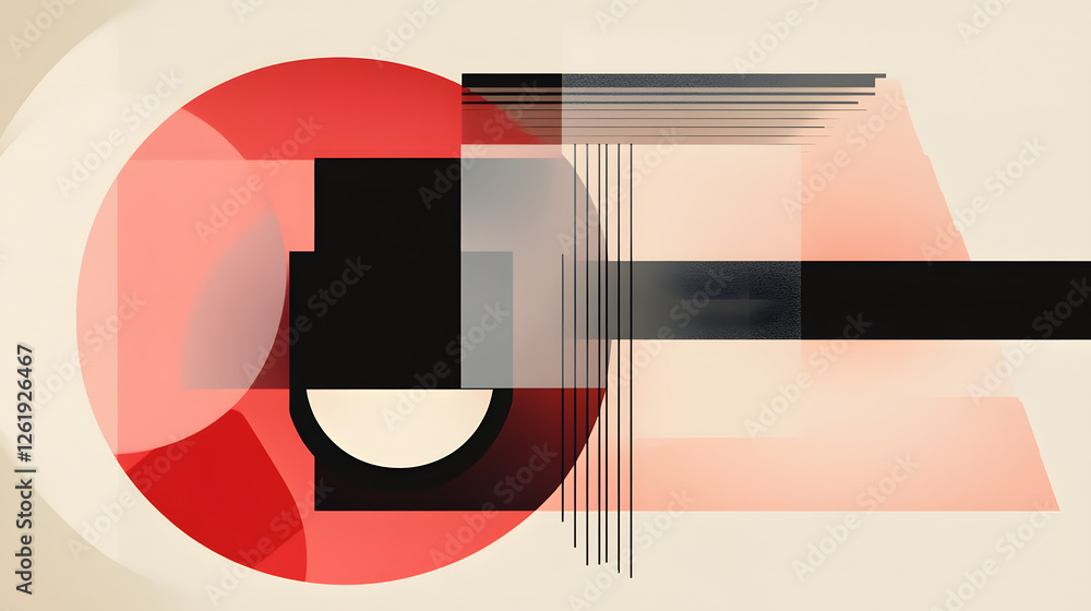 Poster abstract geometric composition featuring dynamic shapes and patterns modern art gallery digital art 