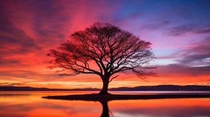 Obraz premium sunsky silhouette tree