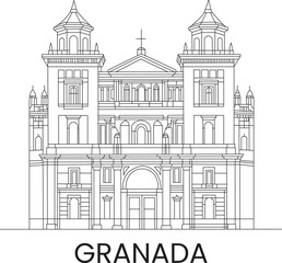 Fototapeta premium Granada City Line Draw Simple Minimalist