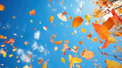 Obraz premium vibrant fall leaves falling