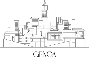 Fototapeta premium Genoa City Line Draw Simple Minimalist 