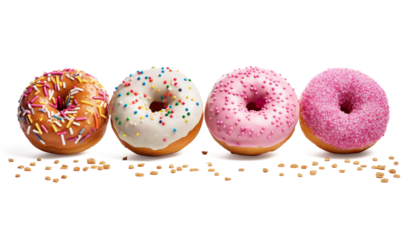 Delicious donut strawberry flavors on a transparent background
