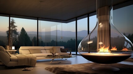 Obraz premium living glass fireplace