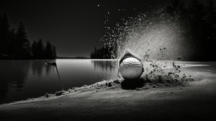 swing golf ball black and white