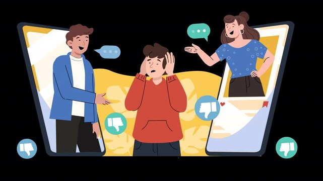 Raise awareness about bullying through vector animations, depicting scenarios, prevention efforts, and empowerment messages.