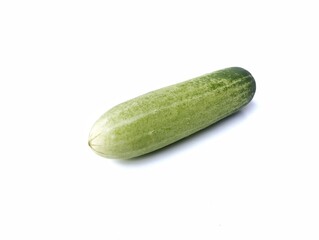 Fresh cucumber isolated on white background. Vegetarian cuisine, Organic farm plant 