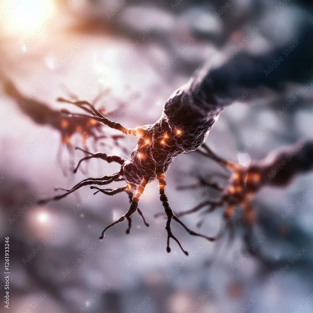 Poster microscopic view of neuron network connections