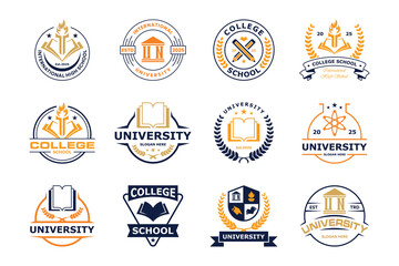Set of School logo design badge. University emblem template.
