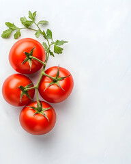 Vine tomatoes with parsley on white. Food blog, farm to table, cooking ads. Generative AI