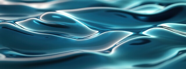 Obraz premium Abstract Teal Water Surface Texture: Glistening Ripples and Smooth Waves Background