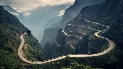 Naklejka premium mountain twisty road