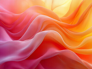 Obraz premium A soothing and warm abstract background featuring flowing waves in golden yellow, coral orange, and soft pink hues.