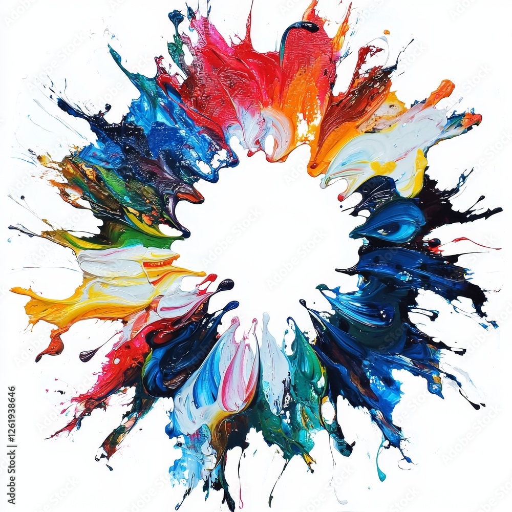 Wall mural vibrant swirling paints in a circular arrangement creating a colorful abstract design for artistic i