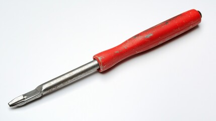 Red screwdriver, simple tool, isolated on white background, for home repair or light work