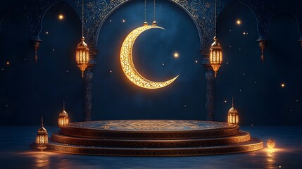 Ramadan Celebration: A Majestic Moonlit Scene
