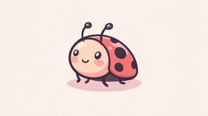 Fototapeta premium Adorable Cartoon Ladybug Illustration: A Cute and Cheerful Design