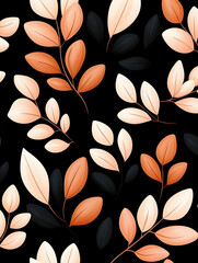 Elegant leaves pattern design on black background, a creative backdrop wallpaper. Generative AI